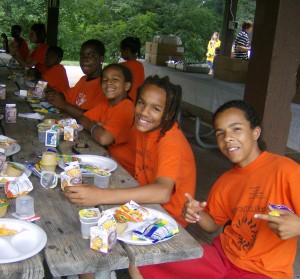 Children enjoying lunch at one of Church of Peace's 29 Summer Meals sites.